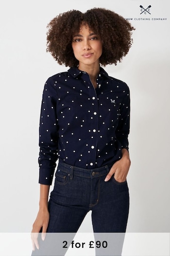 Crew Clothing Company Blue Spot Cotton Shirt (491344) | £59