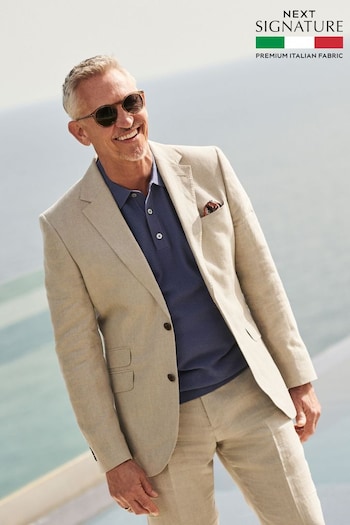 Neutral Slim Fit Signature Leomaster Linen Suit (491536) | £149