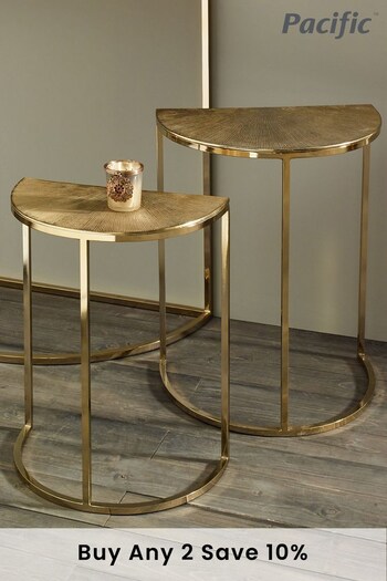 Pacific Gold Set of 2 Metal Half Moon Side Tables (492250) | £290