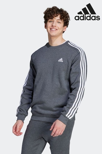 adidas Grey Essentials Fleece 3-Stripes Sweatshirt (492610) | £38