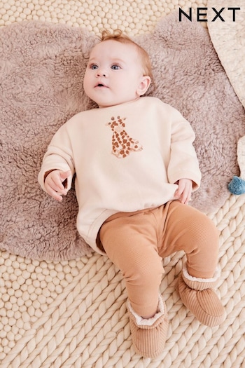Tan Brown Giraffe Baby Sweatshirt And Smugglers Leggings 2 Piece Set (0mths-2yrs) (492796) | £13 - £15