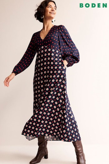 Boden Blue Francis Empire Maxi Tea Dress (493298) | £140