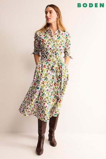 Boden Green Amy Cotton Midi Shirt Dress (493740) | £120