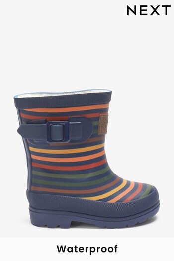 Muted Stripe Warm Lined Buckle Wellies (494153) | £14 - £19
