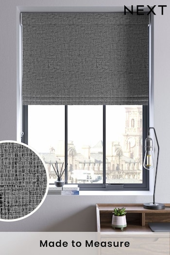 Charcoal Grey Chunky Weave Made to Measure Roman Blind (494378) | £52