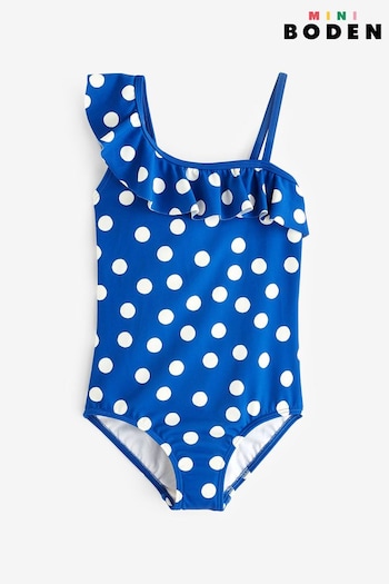 Boden Blue One Shoulder Frill Swimsuit (494971) | £23 - £27