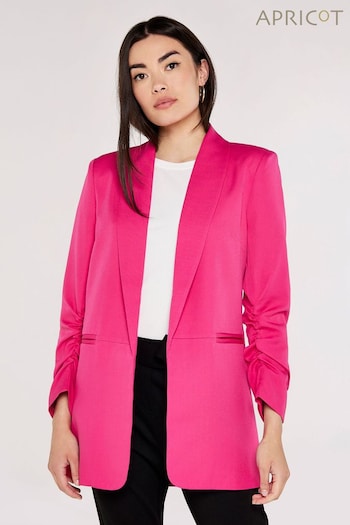 Apricot Pink Edge To Edge Ruch Sleeve Blazer (495244) | £49