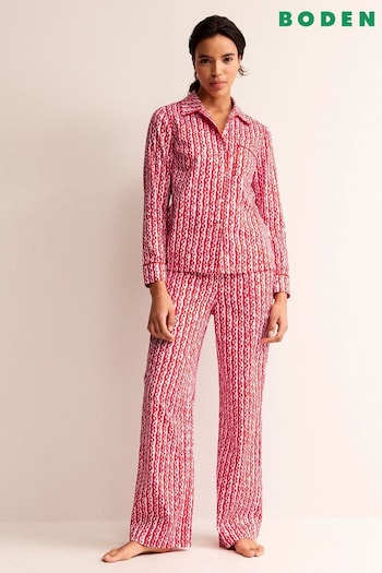 Boden Red Cotton-Sateen Pyjama Shirt (495538) | £42