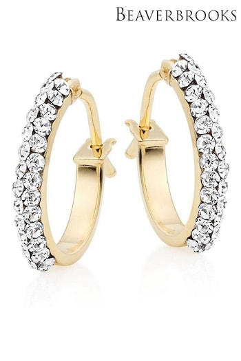Beaverbrooks 9ct Gold Crystal Hoop Earrings (495605) | £95