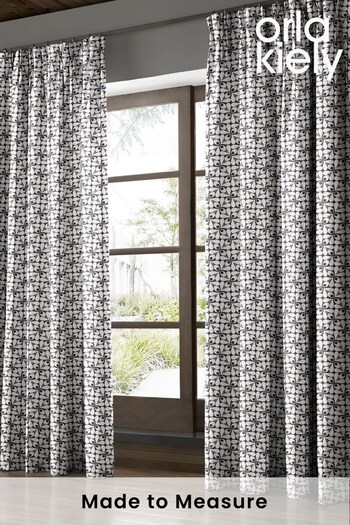 Orla Kiely Black Woven Acorn Cup Made To Measure Curtains (495731) | £91