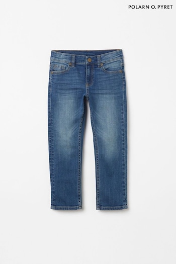 Polarn O Pyret Blue Organic Cotton Regular Fit zebra Jeans (495949) | £30