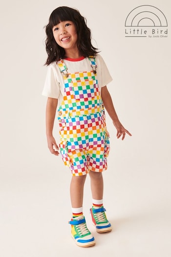 Little Bird by Jools Oliver Multi Rainbow Checkerboard Dungaree and T-Shirt Set (495976) | £30 - £36