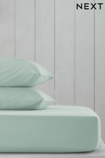 Duck Egg Blue Cotton Rich Fitted Sheet (496018) | £12 - £19