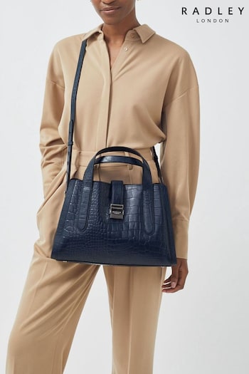 Radley London Medium Blue Sloane Street Faux Croc Effect Zip-Top Grab Bag (496479) | £279