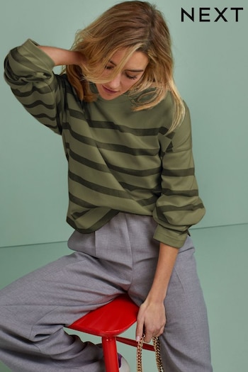 Khaki Green Smart Stripe Sweatshirt (496722) | £28