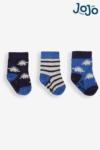 JoJo Maman Bébé Navy Blue Stegosaurus Socks 3-Pack (496907) | £9.50