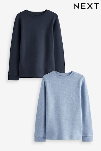 Blue/Navy Long Sleeve Thermal Tops 2 Pack (2-16yrs) (497035) | £15 - £21
