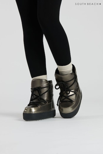 South Beach Green Metallic Padded Snow Boots (497095) | £49