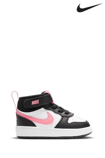 Nike Women White/Black/Pink Court Toddler Borough Mid Trainers (497159) | £35