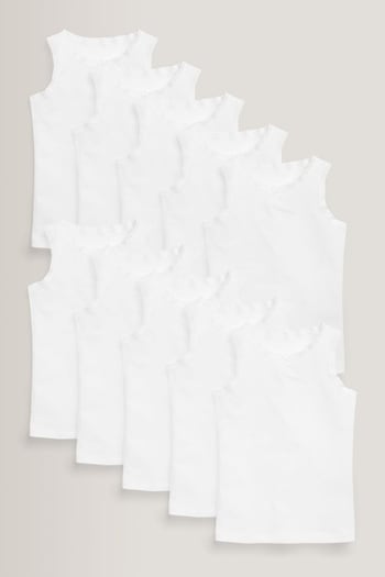 White Lace Trim 10 Pack Vests (1.5-16yrs) (497220) | £20 - £28