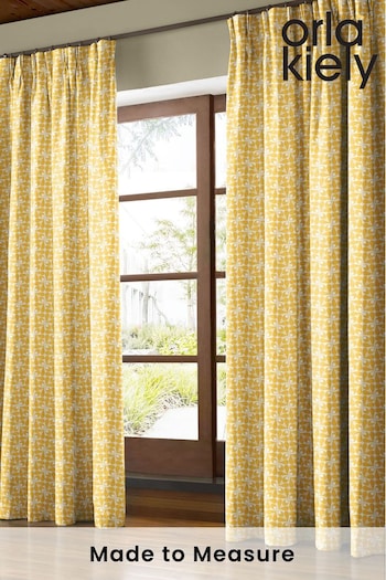 Orla Kiely Yellow Woven Acorn Cup Made To Measure Curtains (497443) | £91