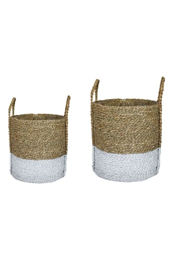 Ivyline Set of 2 White Seagrass Log and Kindling Baskets (497498) | £130
