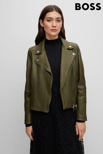 BOSS Green Biker Leather Jacket (498069) | £489
