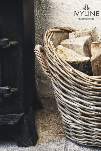 Ivyline Natural Wicker Log Oval Lined Basket (498399) | £70