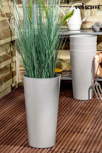 Wham Set of 4 Grey Garden Studio 18cm Tall Round Plastic Planters (498997) | £20