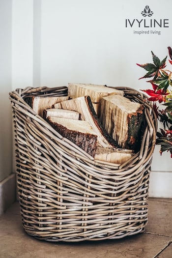 Ivyline Natural Wicker Log Round Basket (499512) | £55