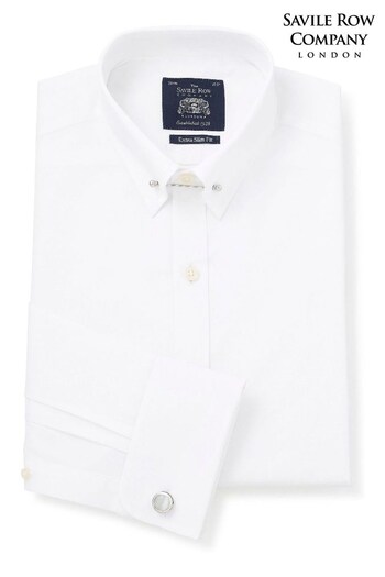 Savile Row Company Cotton Poplin Extra Slim Pin Collar White Shirt (499588) | £27