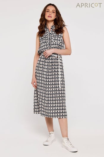 Apricot Blue Geo Print Midi Shirt Dress (499910) | £36