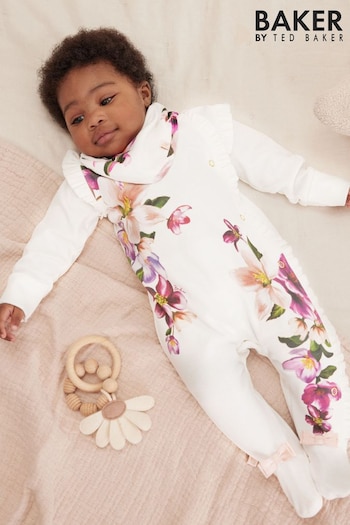 Baker by Ted Baker Placement White Sleepsuit and Bib Set (4JV639) | £24 - £26