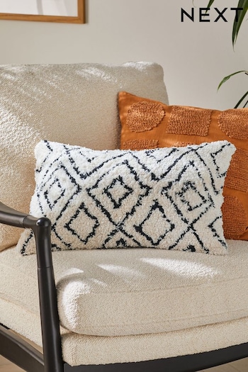 Monochrome Tufted Berber Rectangle Cushion (4MQ327) | £14