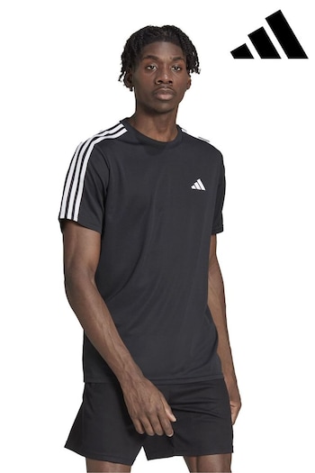 adidas Black Train Essentials 3-Stripes Training T-Shirt (4Q4820) | £23