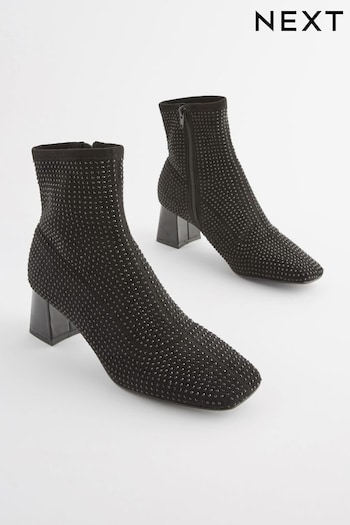 Black Forever Comfort® Square Toe Heatseal Ankle Hunton Boots (4UR785) | £56