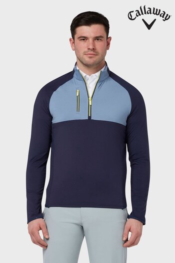 Callaway Apparel Mens Blue Golf Colourblock Chev Printed Pullover Jumper (500229) | £60
