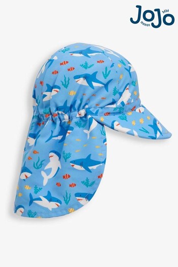 JoJo Maman Bébé Shark Kids' Shark Flap Sun Protection Hat (500246) | £14
