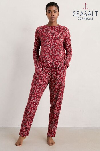 Seasalt Cornwall Red Setting Sun Jersey Pyjamas (500313) | £58