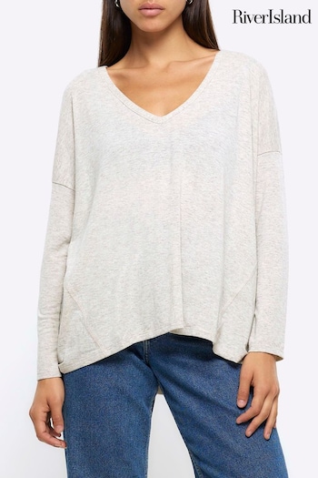 River Island White Batwing V-Neck Top (500345) | £20