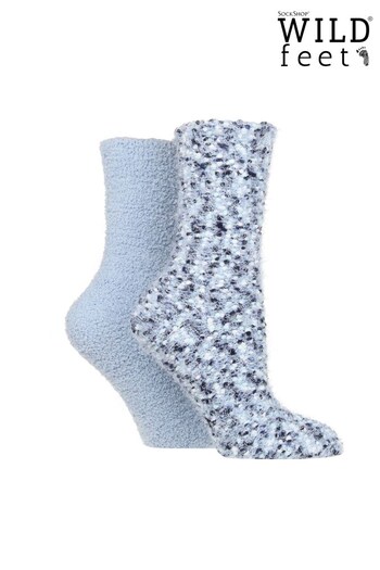 Wild Feet Blue Fluffy Popcorn Socks (500654) | £14