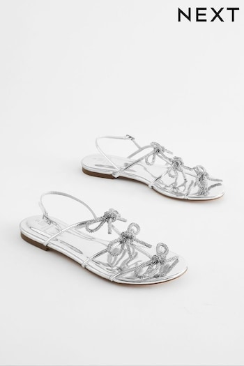 Silver Regular/Wide Fit Forever Comfort ® Bow Slingback Sandals (500840) | £28