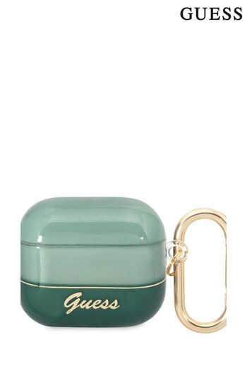 Guess Green Tpu Translucent Airpods Case with Metal Hook (501040) | £28
