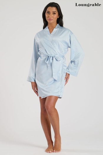 Loungeable Blue Bridesmaid Embroidered Satin Robe (501054) | £28
