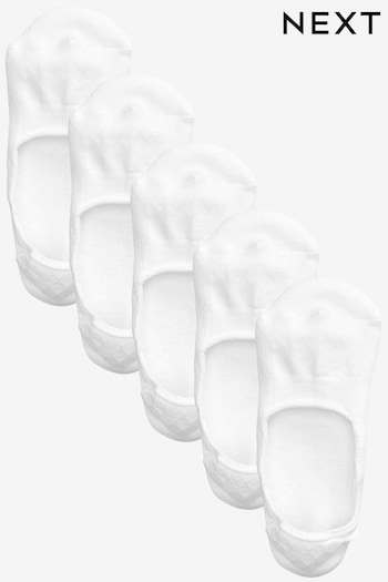 White Terry Cushioned Sole Invisible Trainer Socks 5 Pack (501107) | £11