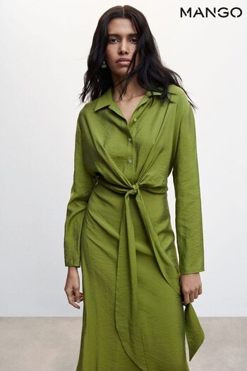 Mango Green Knot Detail Shirt Dress (501159) | £50