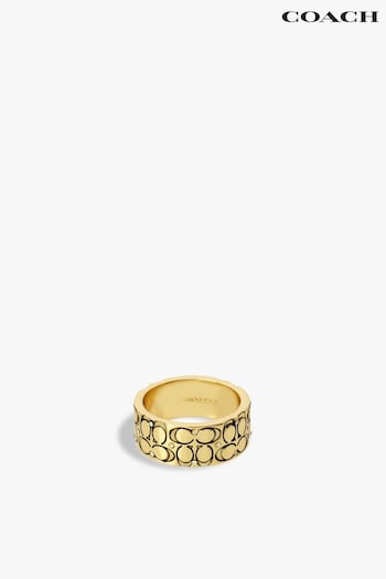 Gold Coach Tone Signature Quilted Band Ring (501322) | £75