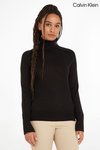 Calvin Klein Extra Fine Wool Roll Neck Black Sweater (501332) | £150
