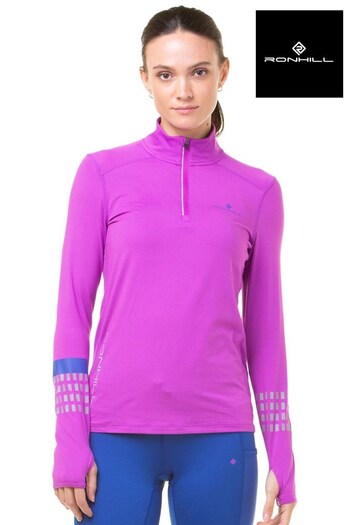 Ronhill Womens Purple Tech Reflective Afterhours 1/2 Zip Running T-Shirt (501403) | £65