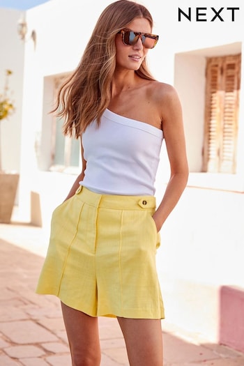 Yellow Tailored Linen Blend Shorts (501481) | £23